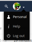 screenshot of user menu at top-right of Nextcloud Web GUI